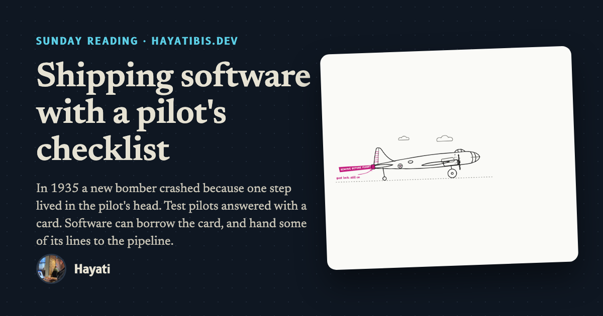 Shipping software with a pilot's checklist